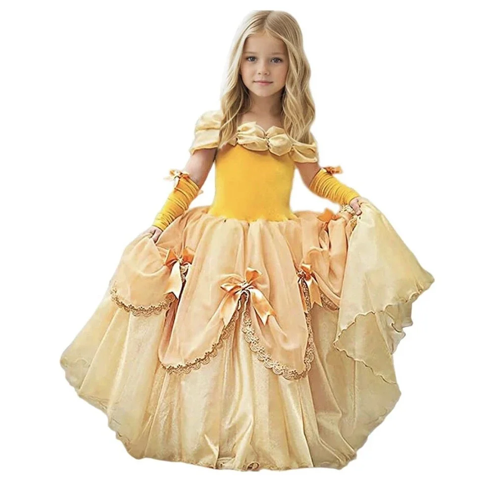 Girls Cinderella Costumes Halloween Princess Dress Up Fancy 6-7T
